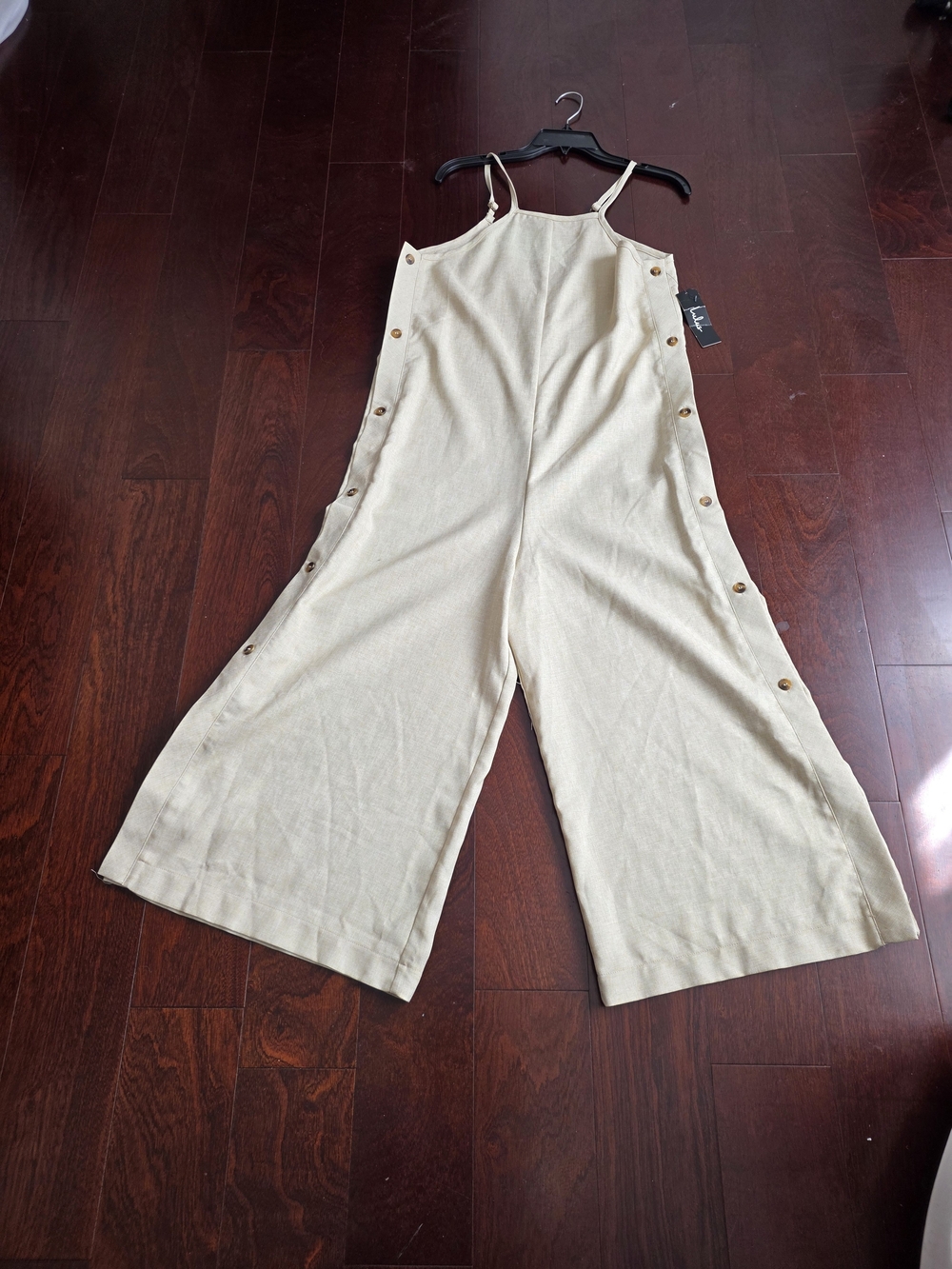 Lulu's Cream Wide-Leg Button-Side Jumpsuit